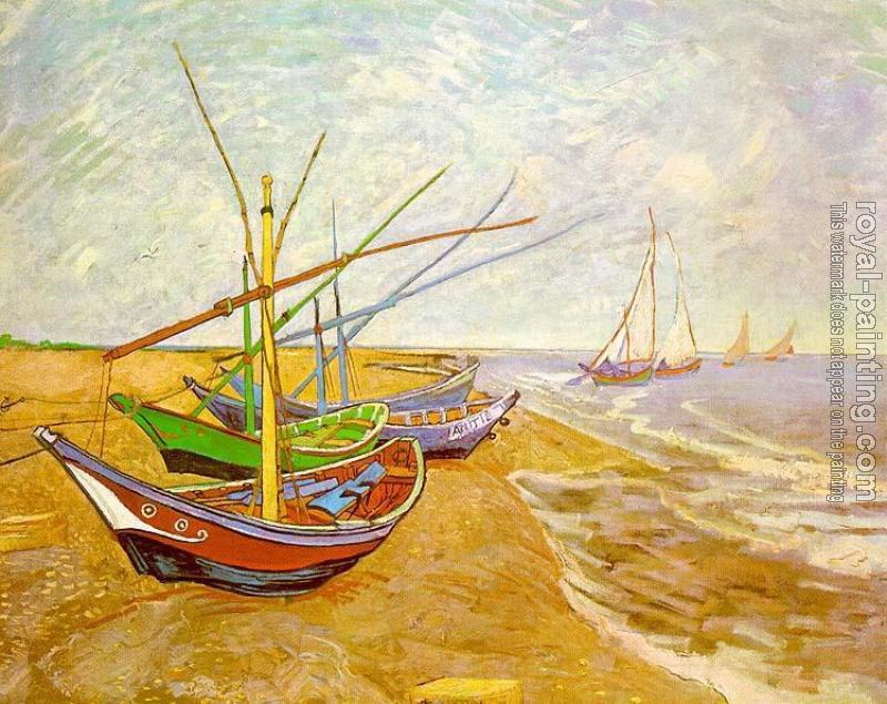Vincent Van Gogh : Fishing Boats on the Beach at Saintes-Maries